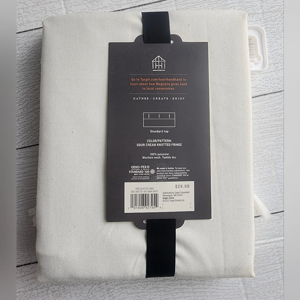 Hearth & Hand with Magnolia Clip Stitch Knotted Fringe WovenShower Curtain Sour
